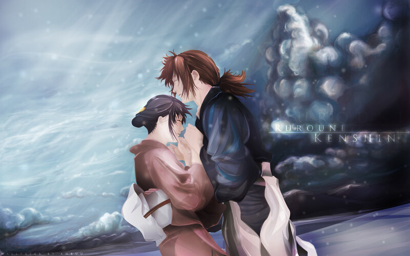 Kenshin and Kaoru in snow