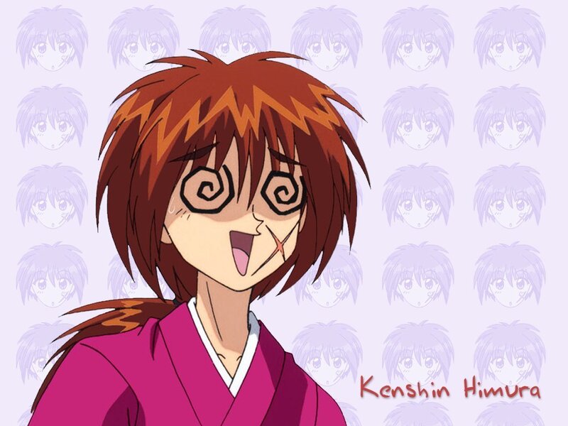 Kenshin Himura with spiral eyes