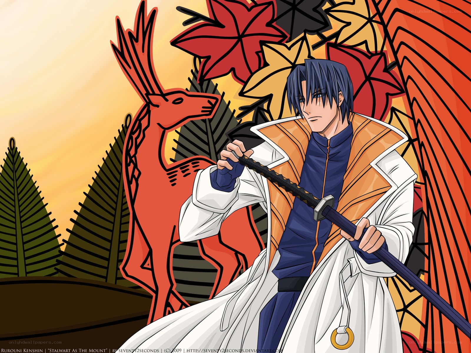 Kenshin with sword and stag