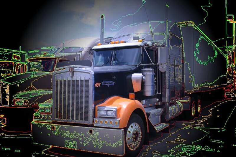 Kenworth truck with neon outline