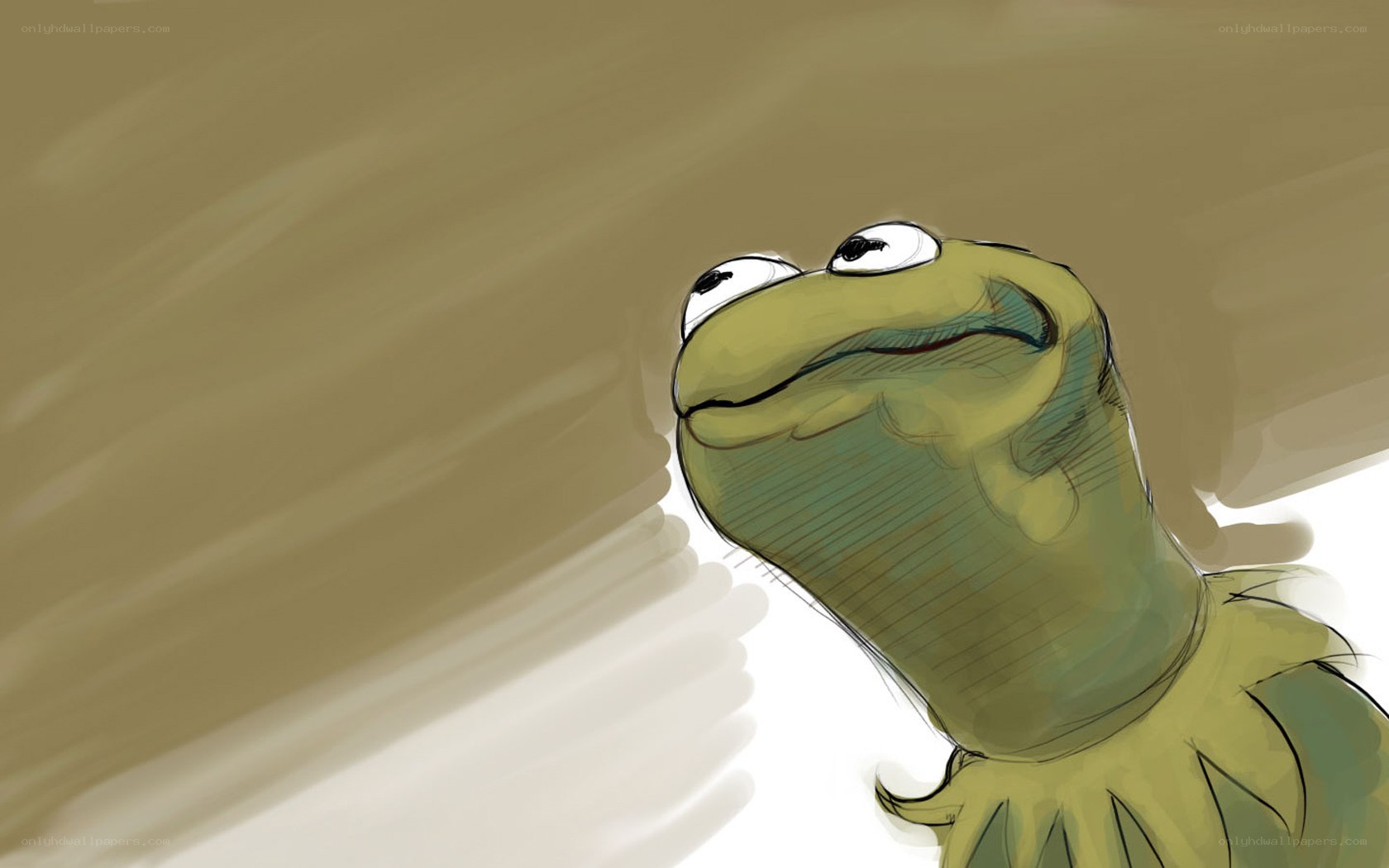 Kermit the Frog looking up