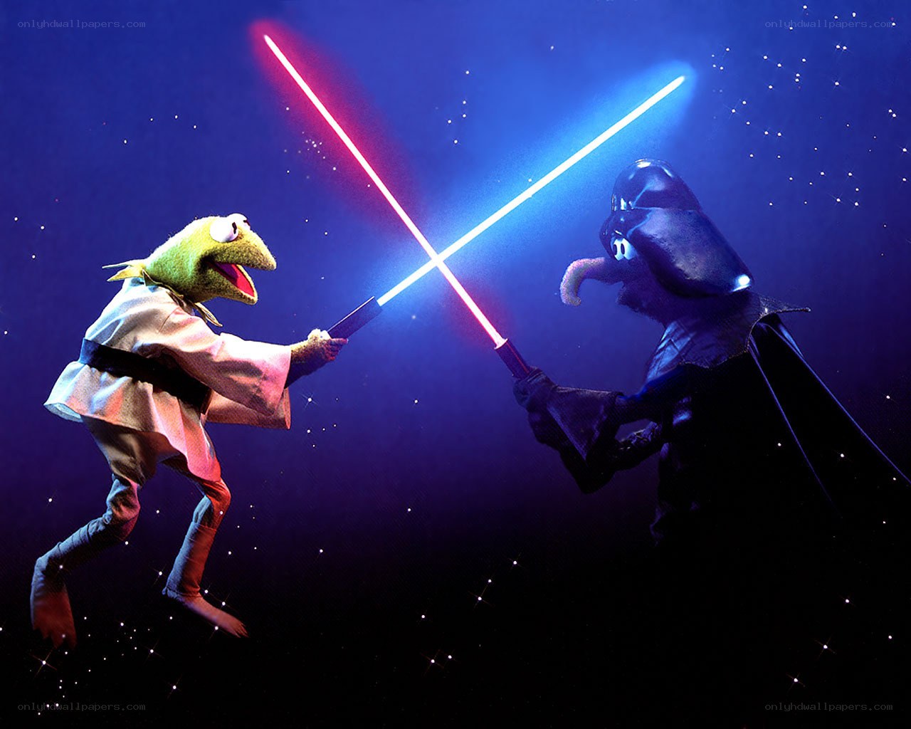 Kermit vs Darth Vader lightsaber duel