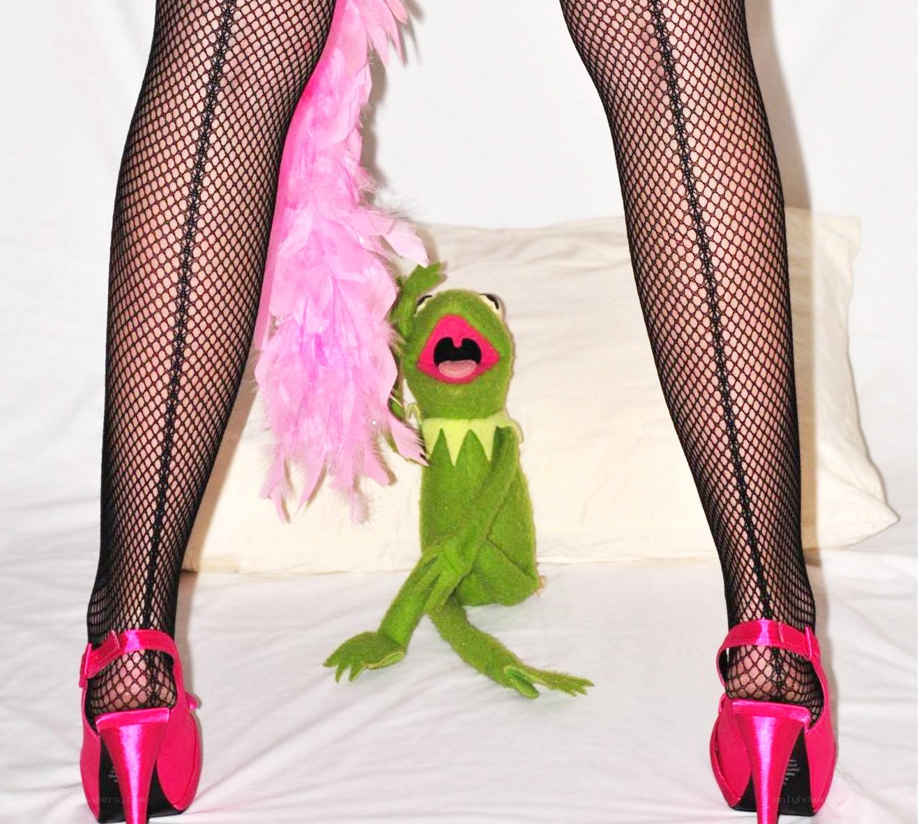 Kermit with pink heels