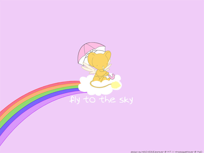 kero flying with rainbow
