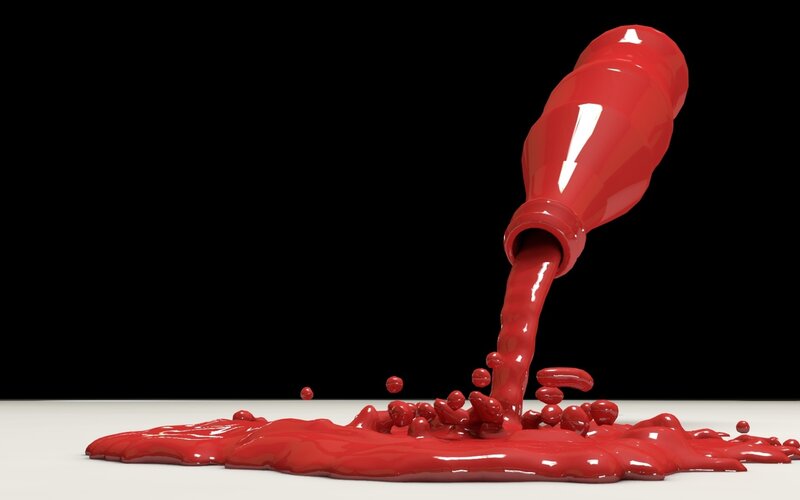 ketchup pouring from bottle