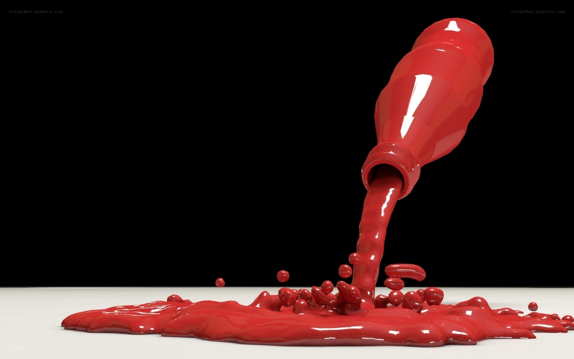 ketchup pouring from bottle