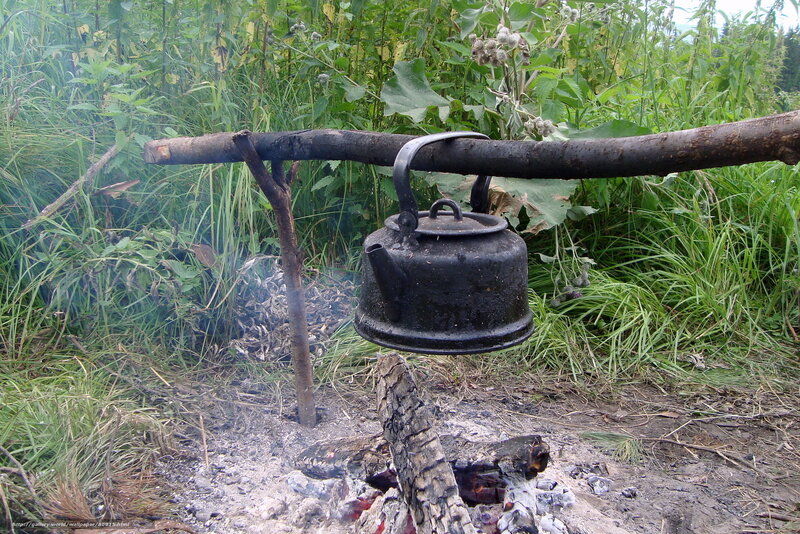 kettle over campfire