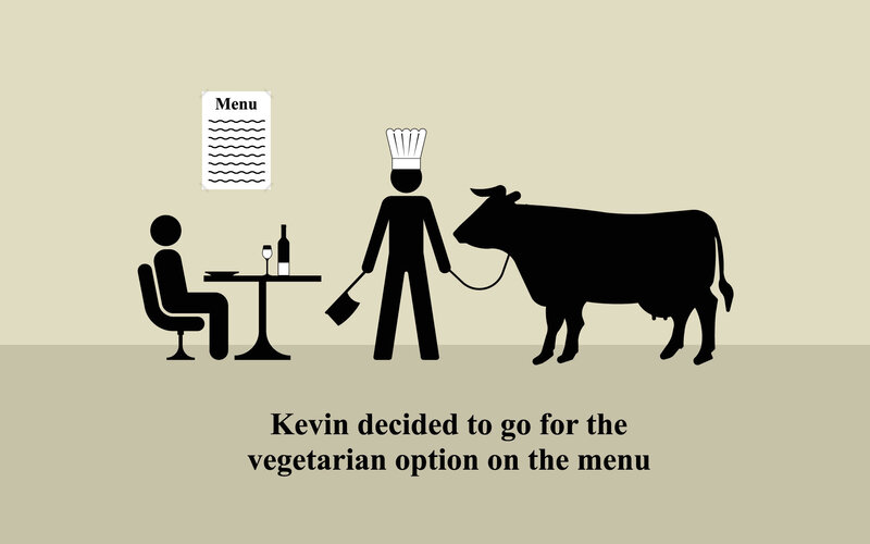 Kevin chooses vegetarian meal