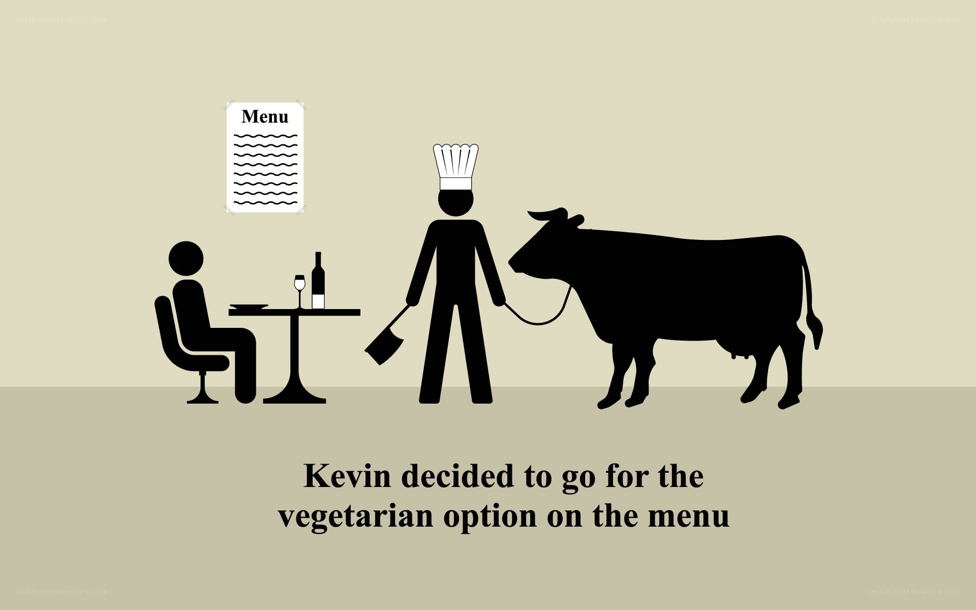 Kevin chooses vegetarian meal
