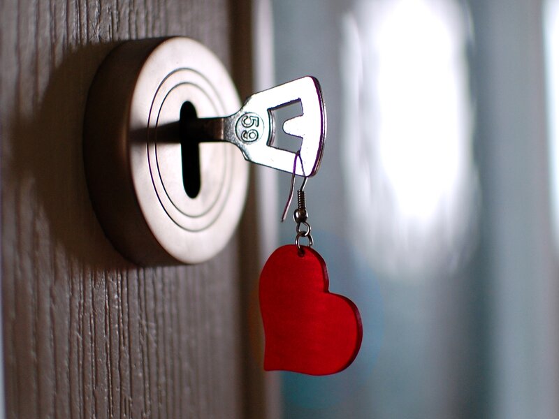 Key in Door Lock — Brown