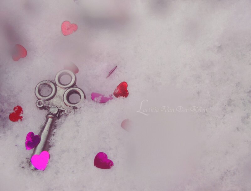 Key in Snow with Hearts