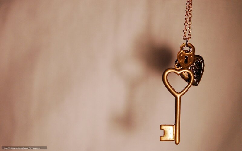 key necklace with heart charms