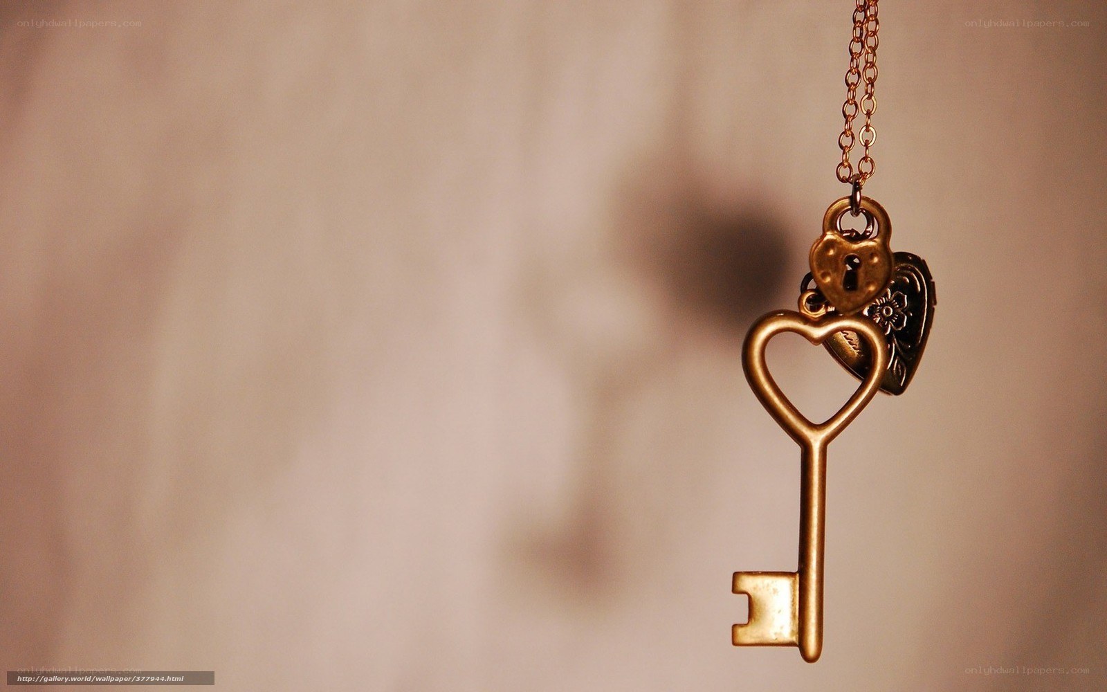 key necklace with heart charms