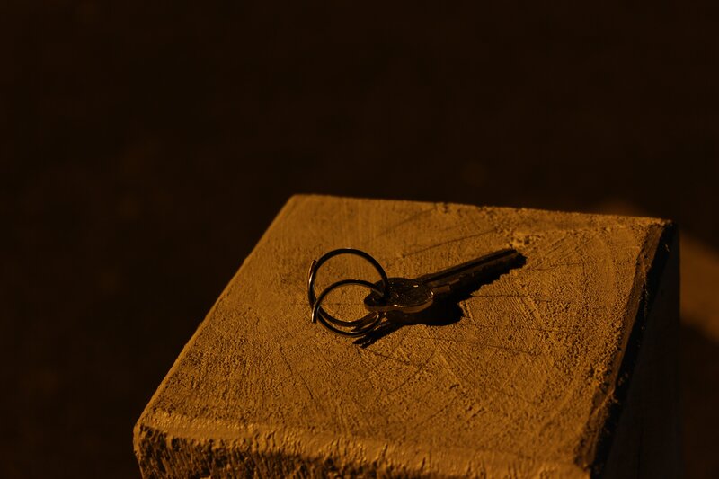 Key on wooden block