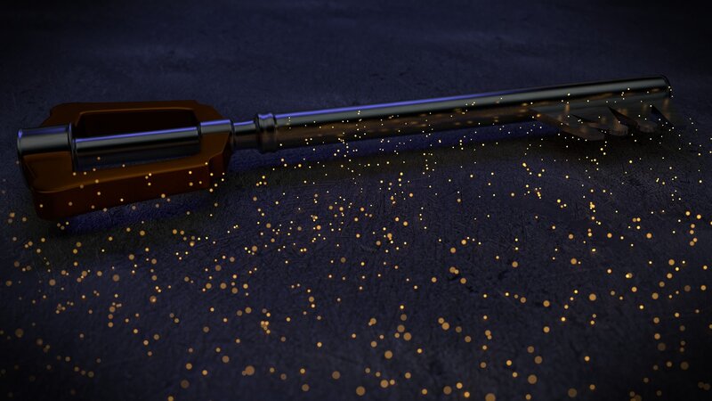 Key with Glowing Particles