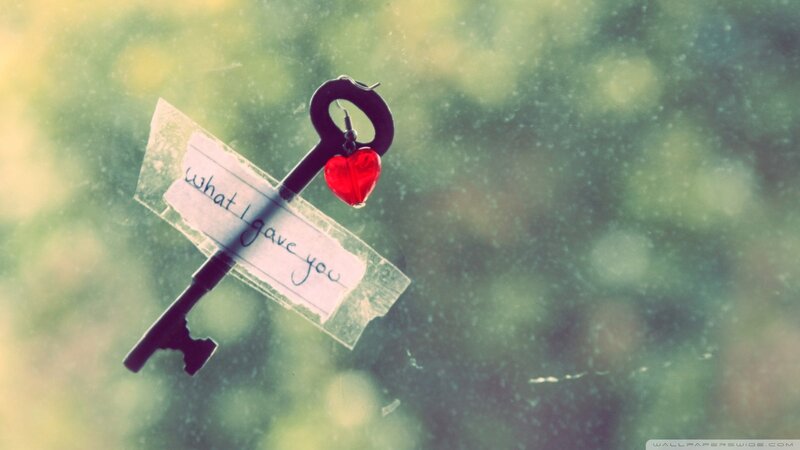 key with heart and note