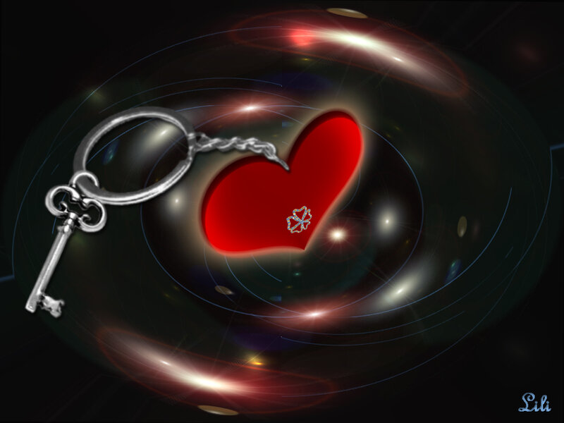Key with Heart Keychain