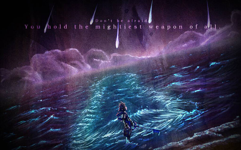 Keyblade wielder on stormy sea