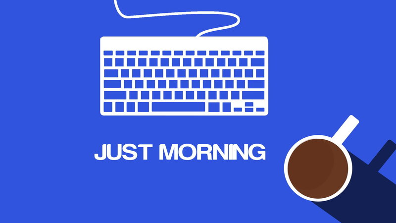 Keyboard and Coffee Cup — Blue
