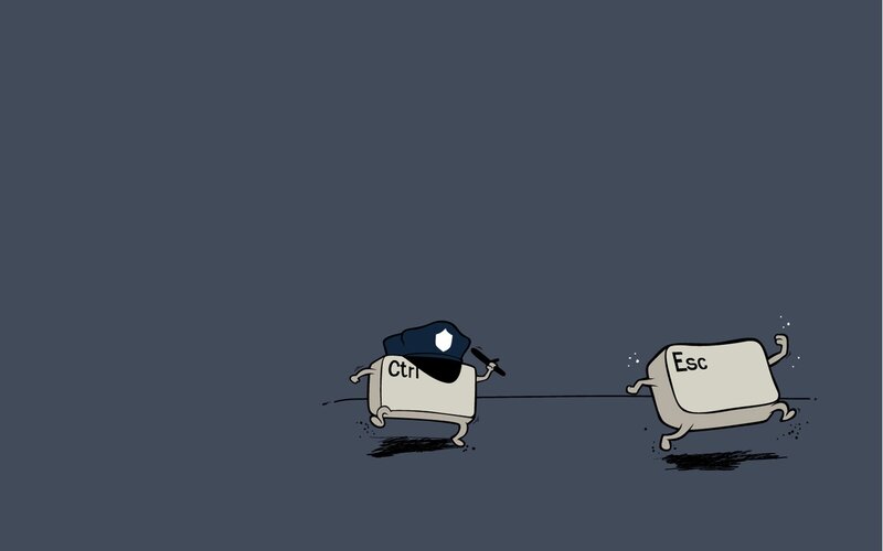 Keyboard Keys Running — Gray, Humorous, Comic, Police Hat