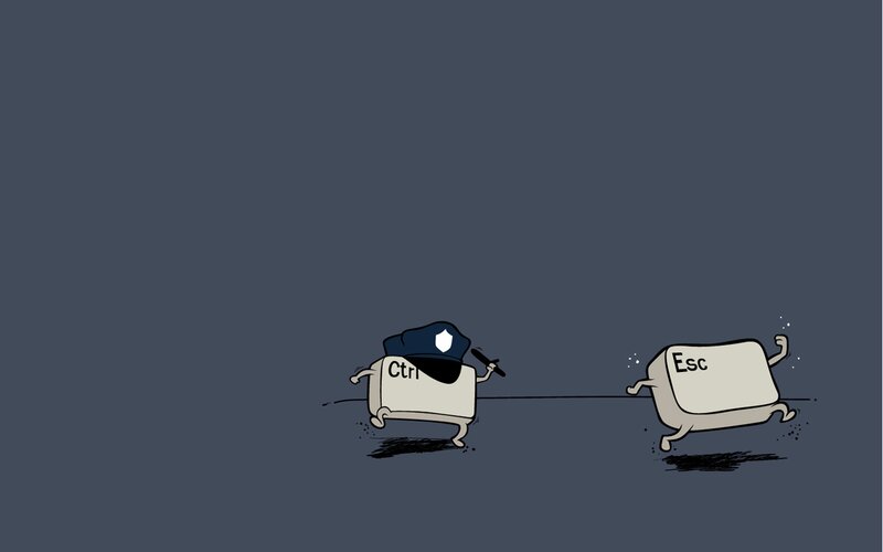 Keyboard Keys Running — Gray, Humorous, Comic
