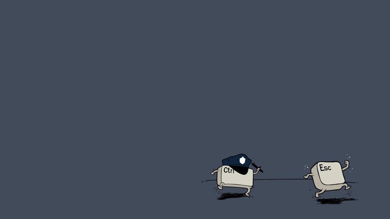 Keyboard Keys Running — Gray, Humorous, Illustration, Police Officer