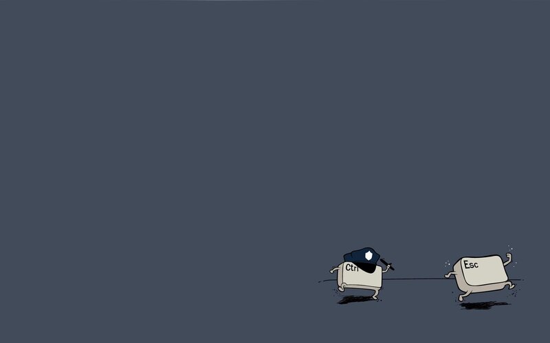 Keyboard Keys Running — Gray, Humorous, Illustration