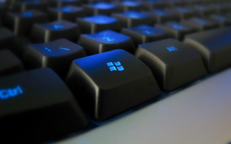 Keyboard with Glowing Keys — Black, Dark, Photograph