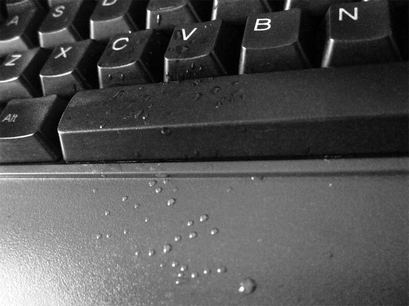 Keyboard with Water Droplets