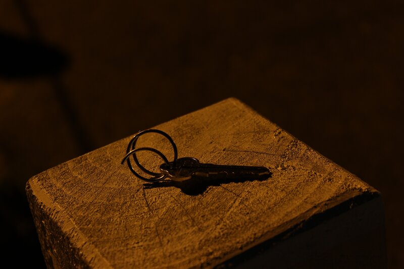 Keys on a stone block