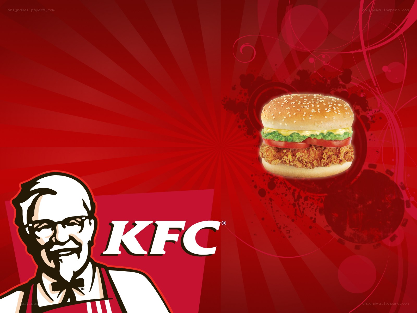 KFC burger and Colonel Sanders