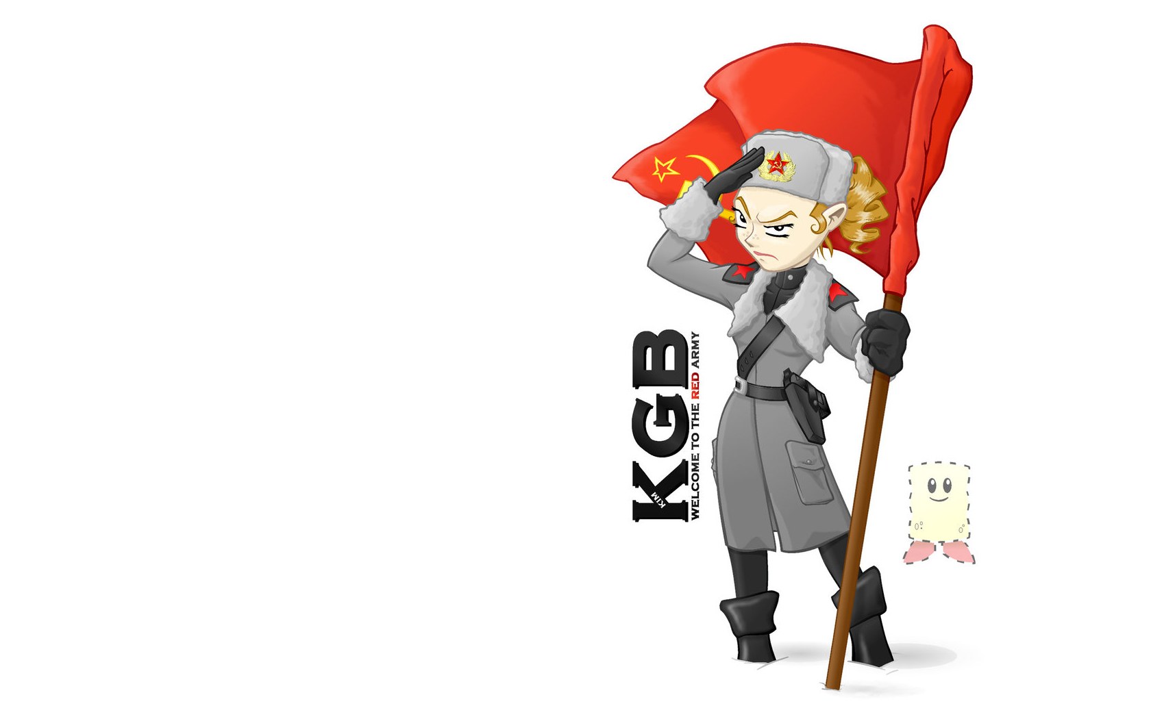 KGB soldier with red flag