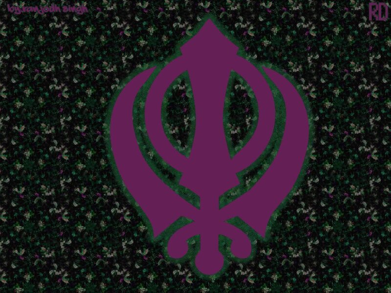 Khanda symbol on patterned background