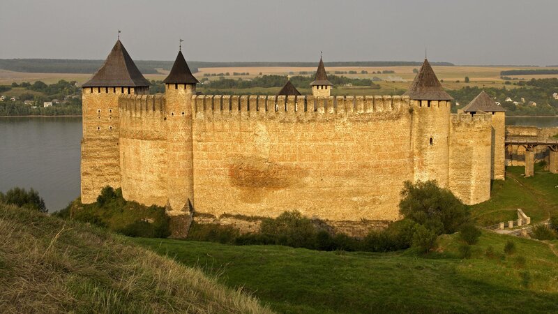 Khotyn Fortress on a riverbank