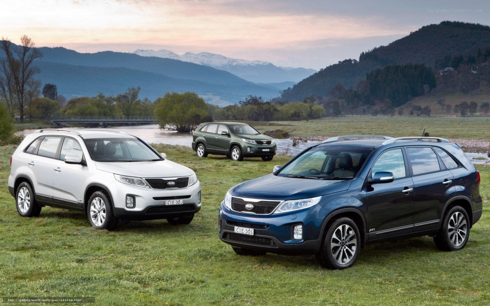 Kia SUVs in scenic landscape