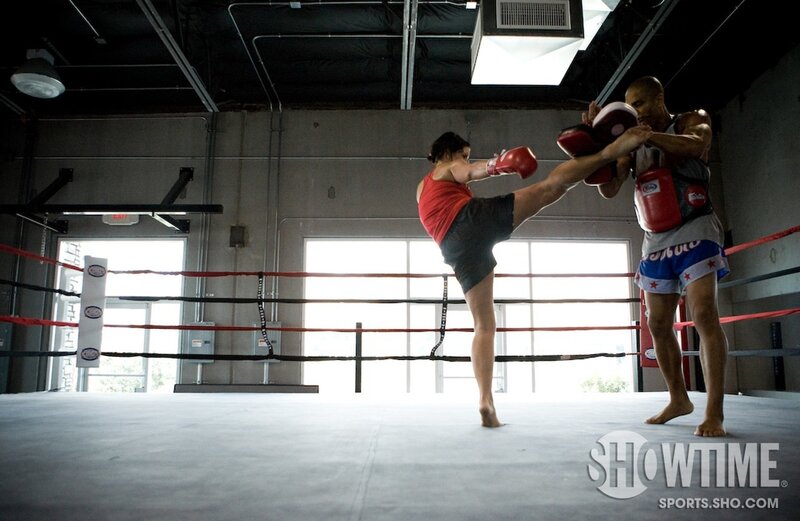 kickboxing training in ring