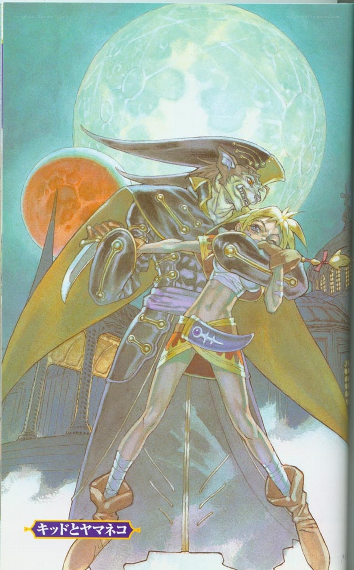 Kid and Yamaneko in moonlight