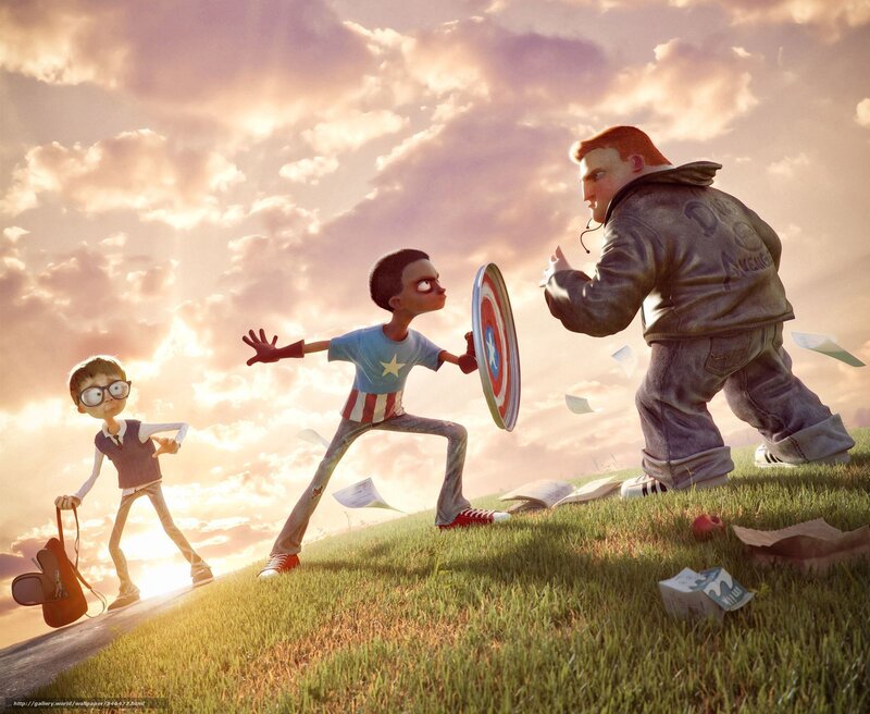 Kids playing superheroes
