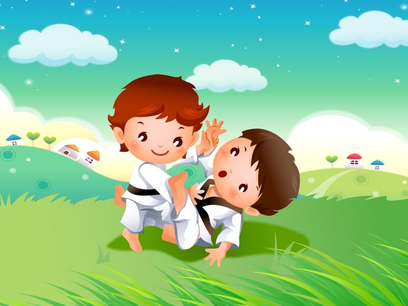 Kids practicing martial arts