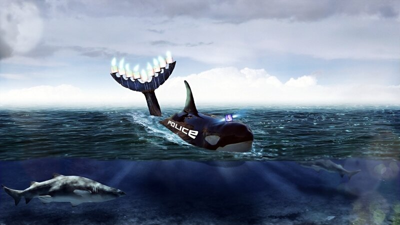 Killer Whale with Menorah
