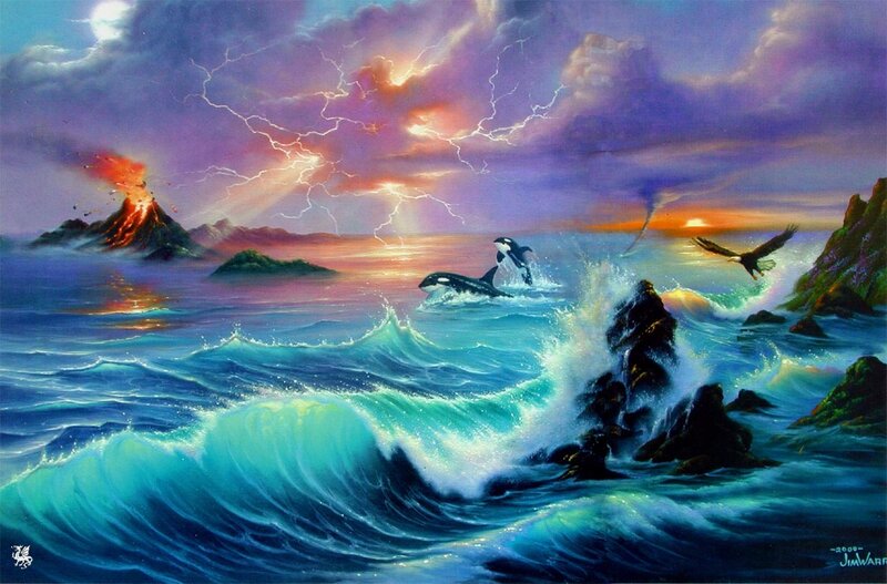 Killer Whales in Ocean