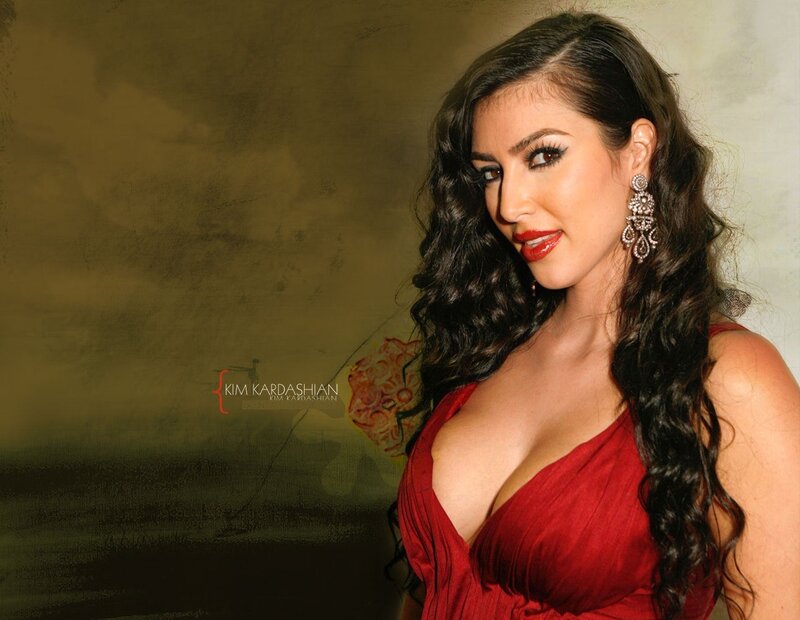 Kim Kardashian in red dress