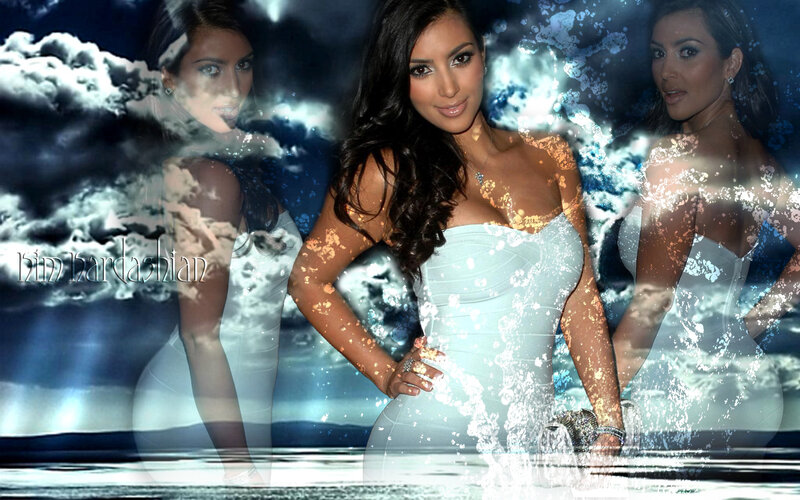 Kim Kardashian in White Dress — Dramatic