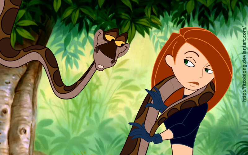 Kim Possible and Kaa in jungle