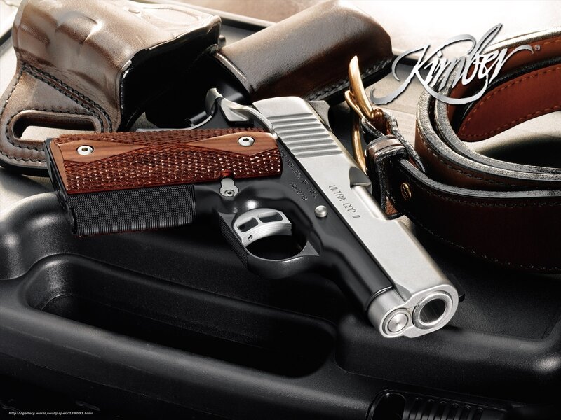 Kimber Pistol with Accessories — Black, Dramatic, Photograph, Holster