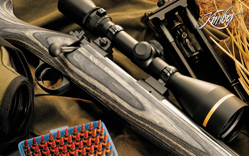 Kimber rifle with scope and ammunition
