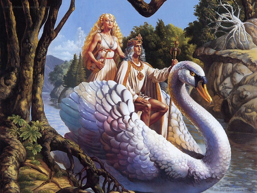 King and queen on a swan