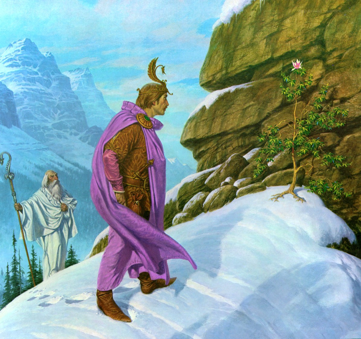 King and sage in snowy mountains