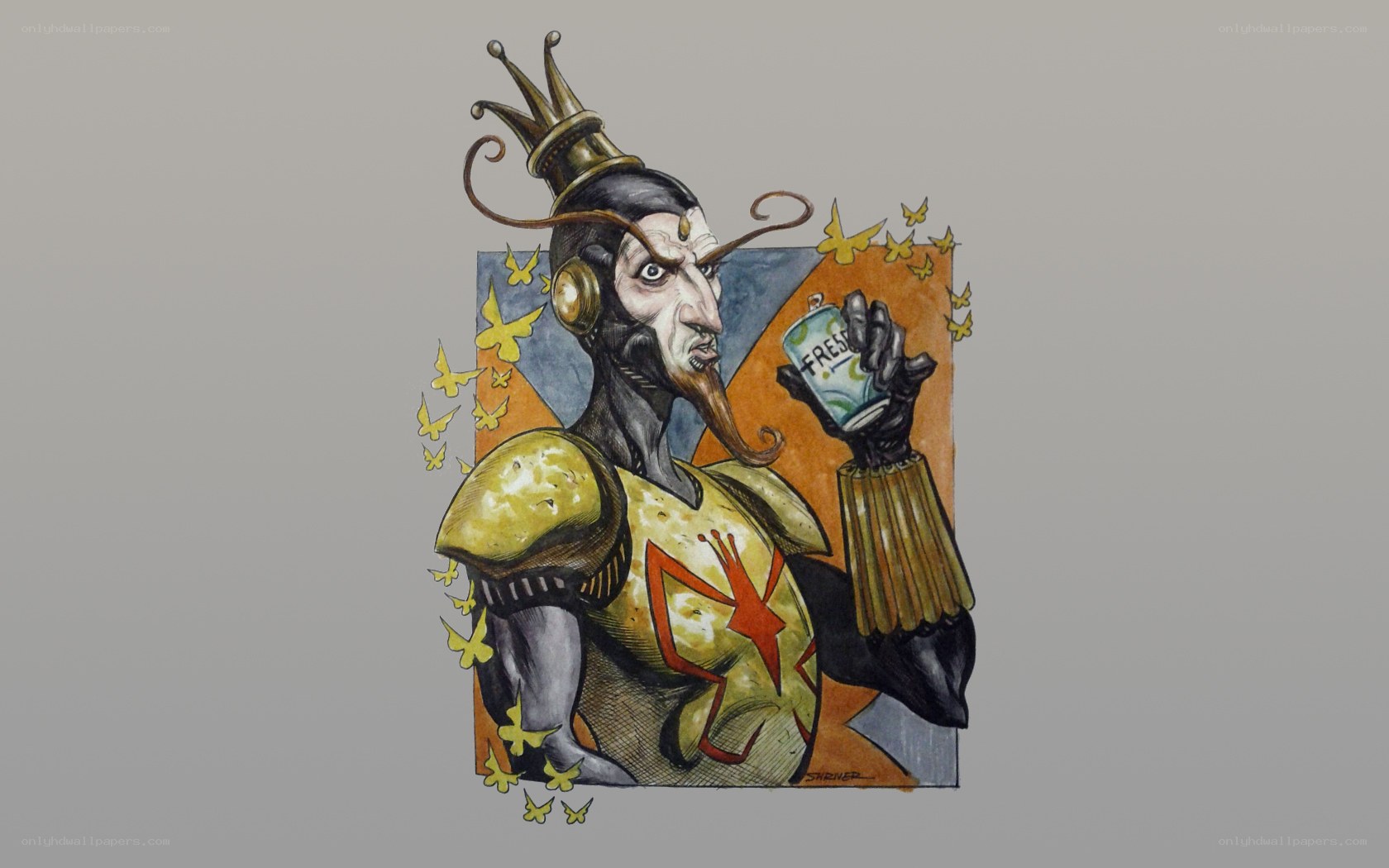 king holding a can