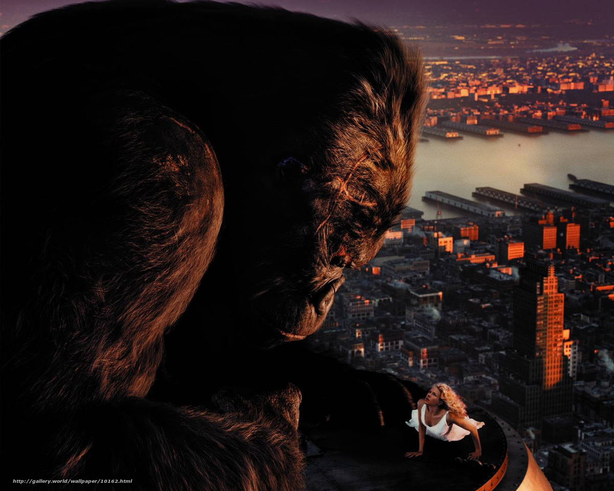 King Kong and woman on skyscraper